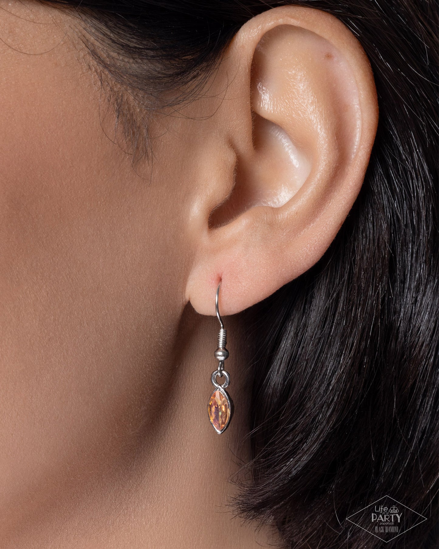 Paparazzi Fame and FLUTTER - Multi Iridescent Orange Rhinestone Silver Butterfly Necklace Life Of The Party Black Diamond Encore N2741