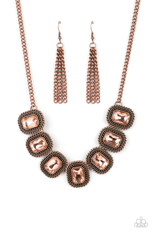 Paparazzi Iced Iron - Copper Radiant Warm Copper Gem Necklace N3737