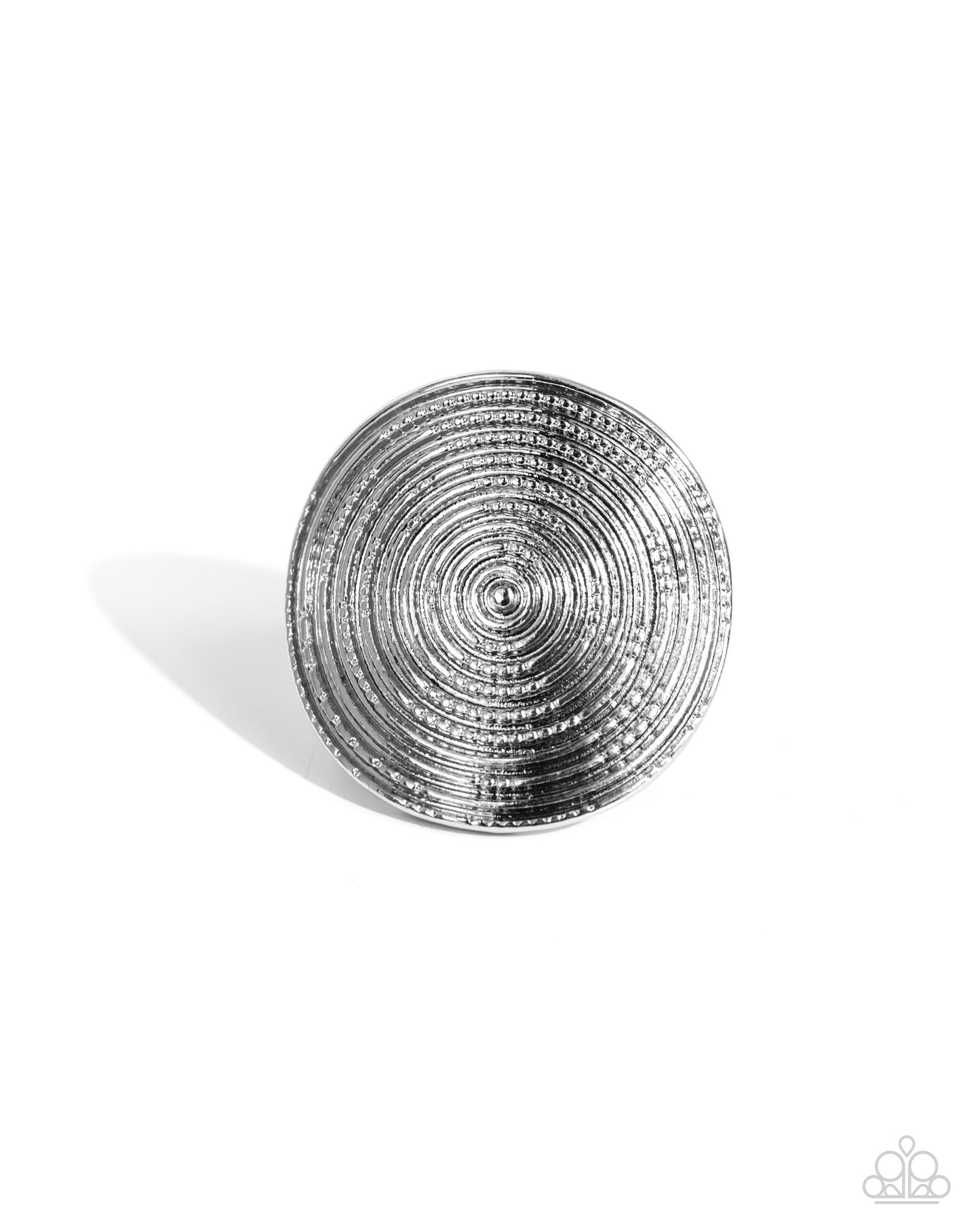 Dizzying Delight - Silver Spiral Oversized Ring Paparazzi R0726