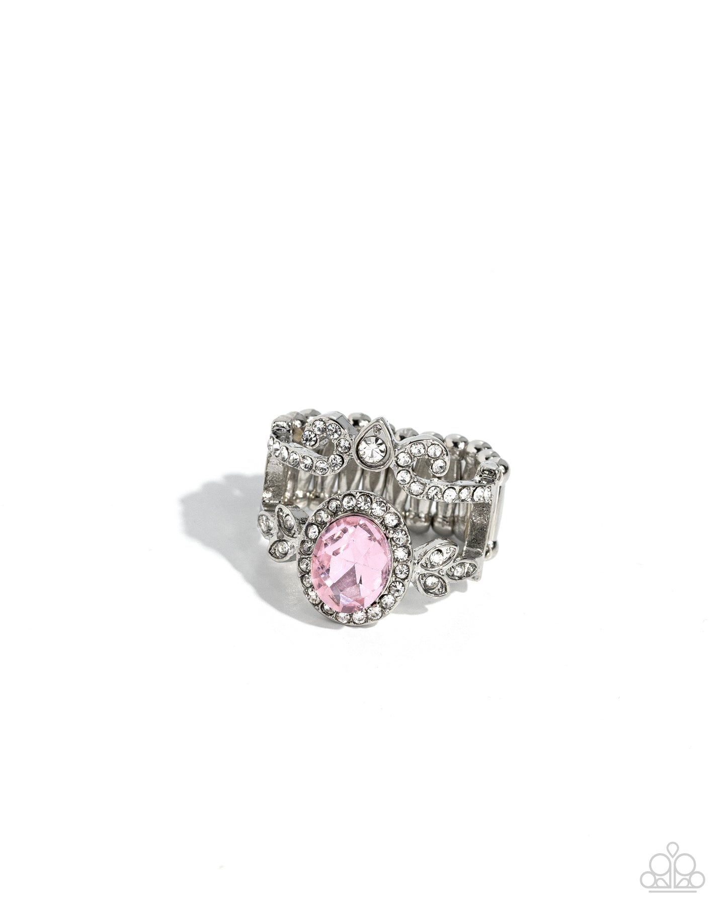 Parisian Pinnacle - Pink- Light Pink Gem & White Rhinestone Ring Paparazzi R0683