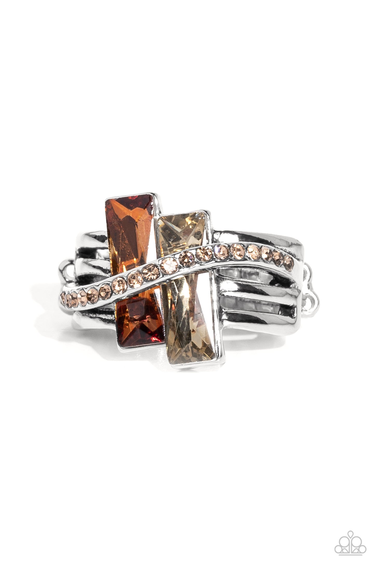 Dueling Difference - Brown, Glassy & Light Topaz Gem Ring Paparazzi R0687