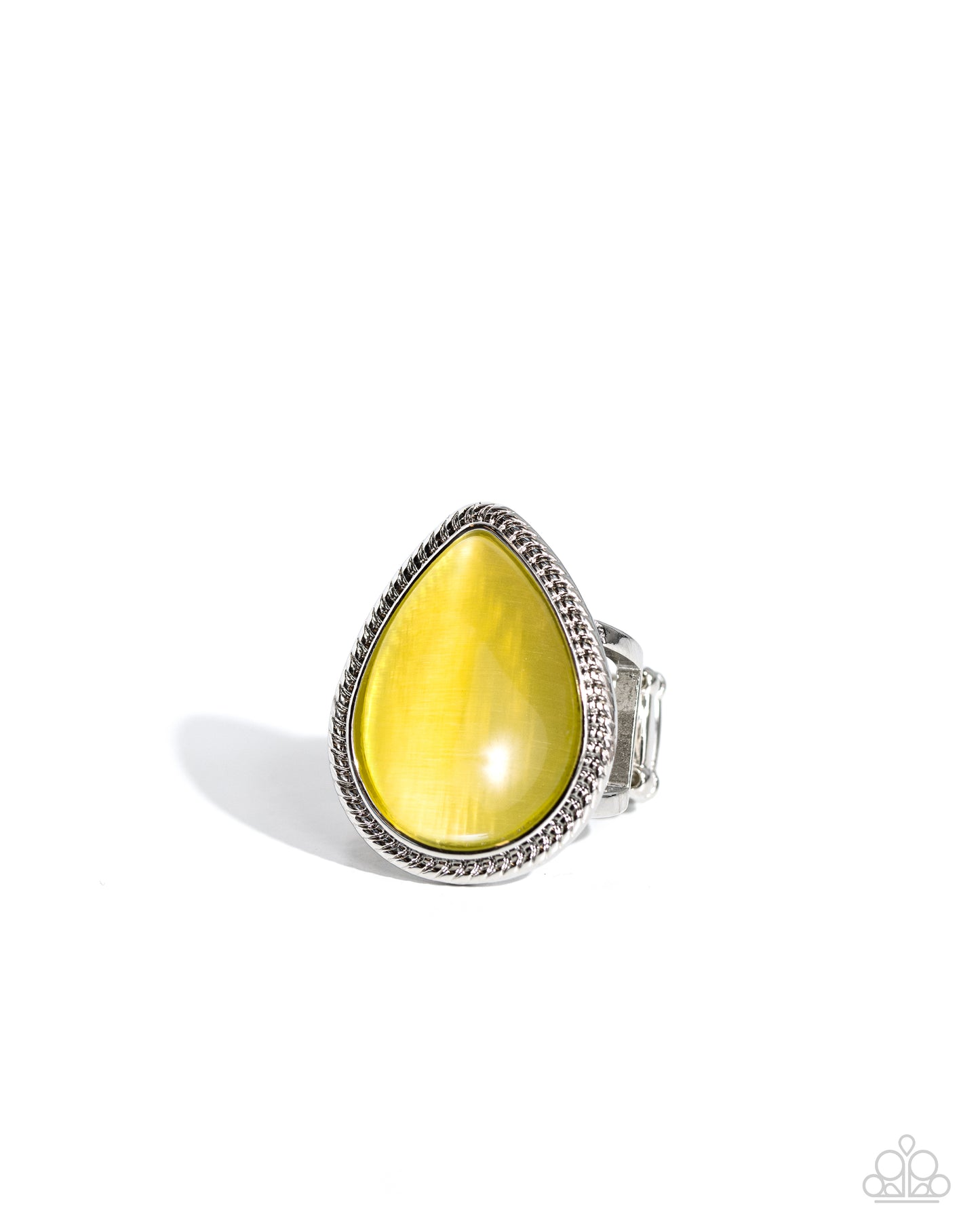 The Rain in MAINE - Yellow Cat's Eye Teardrop Ring Paparazzi R0770