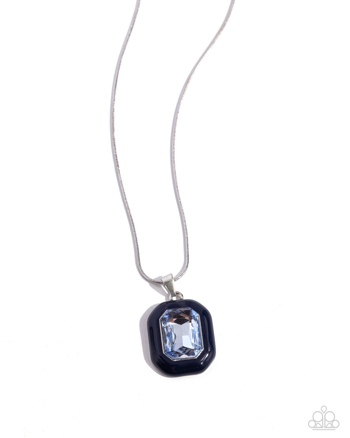 Emerald Energy - Blue Summer Song Emerald Cut Gem Necklace Paparazzi N2409