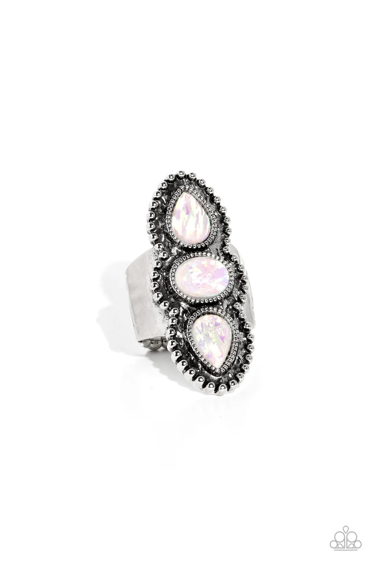 Strut Your Studs White Opalescent Gem Ring Paparazzi R0510