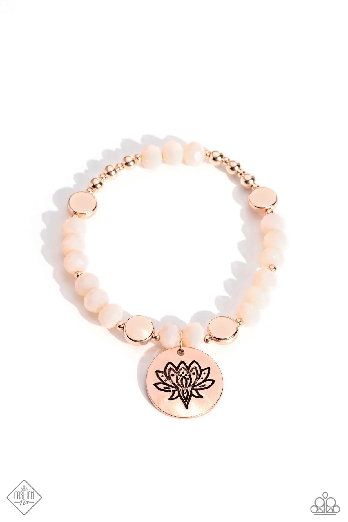 Leisurely Lotus Rose Gold Stretch Bracelet Fashion Fix June 2023 Paparazzi B1149