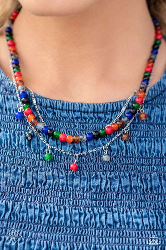 Bead All About It Red Multicolored Bead Layered Necklace Santa Fe Style Fashion Fix August 2023 Paparazzi N1683