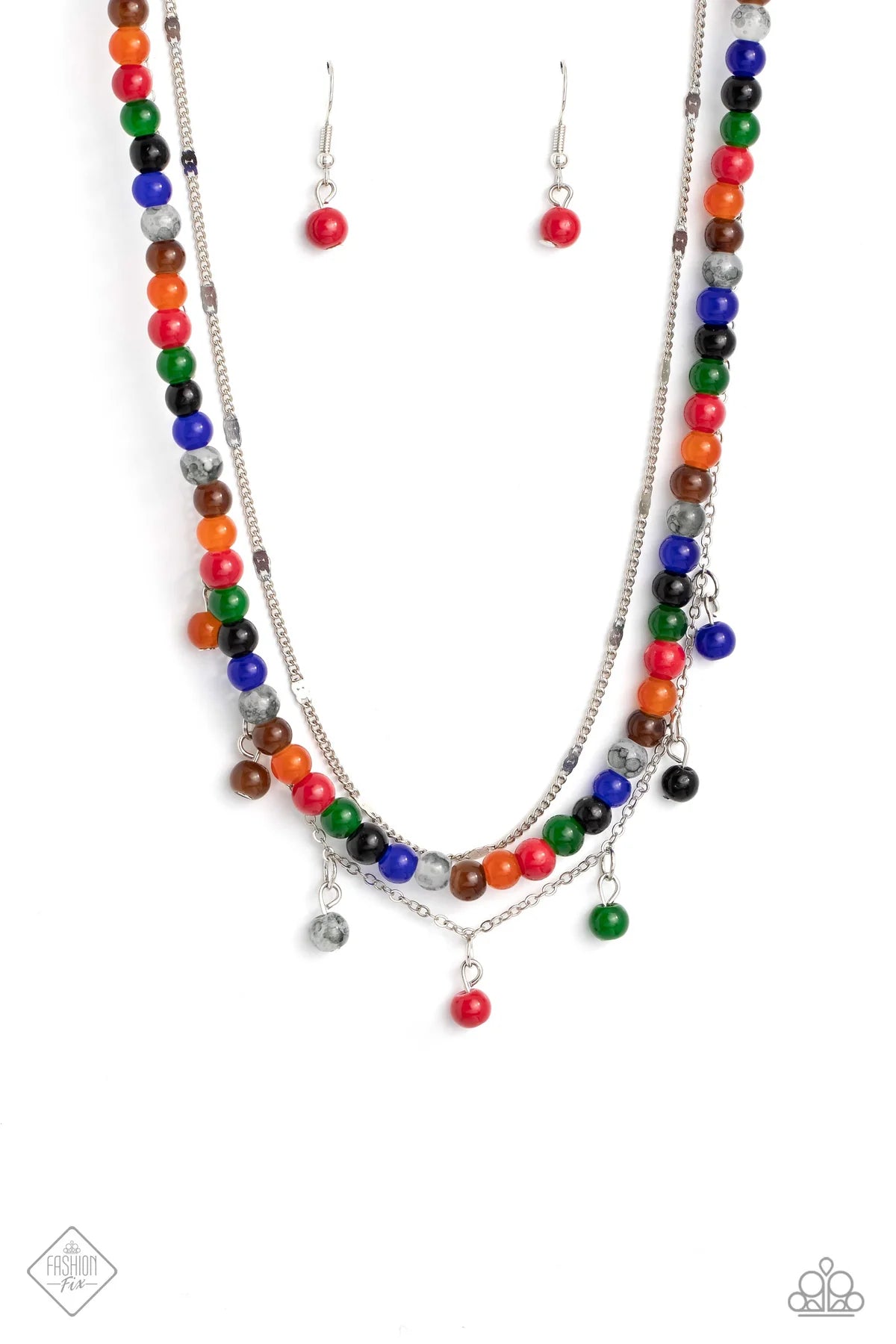 Bead All About It Red Multicolored Bead Layered Necklace Santa Fe Style Fashion Fix August 2023 Paparazzi N1683