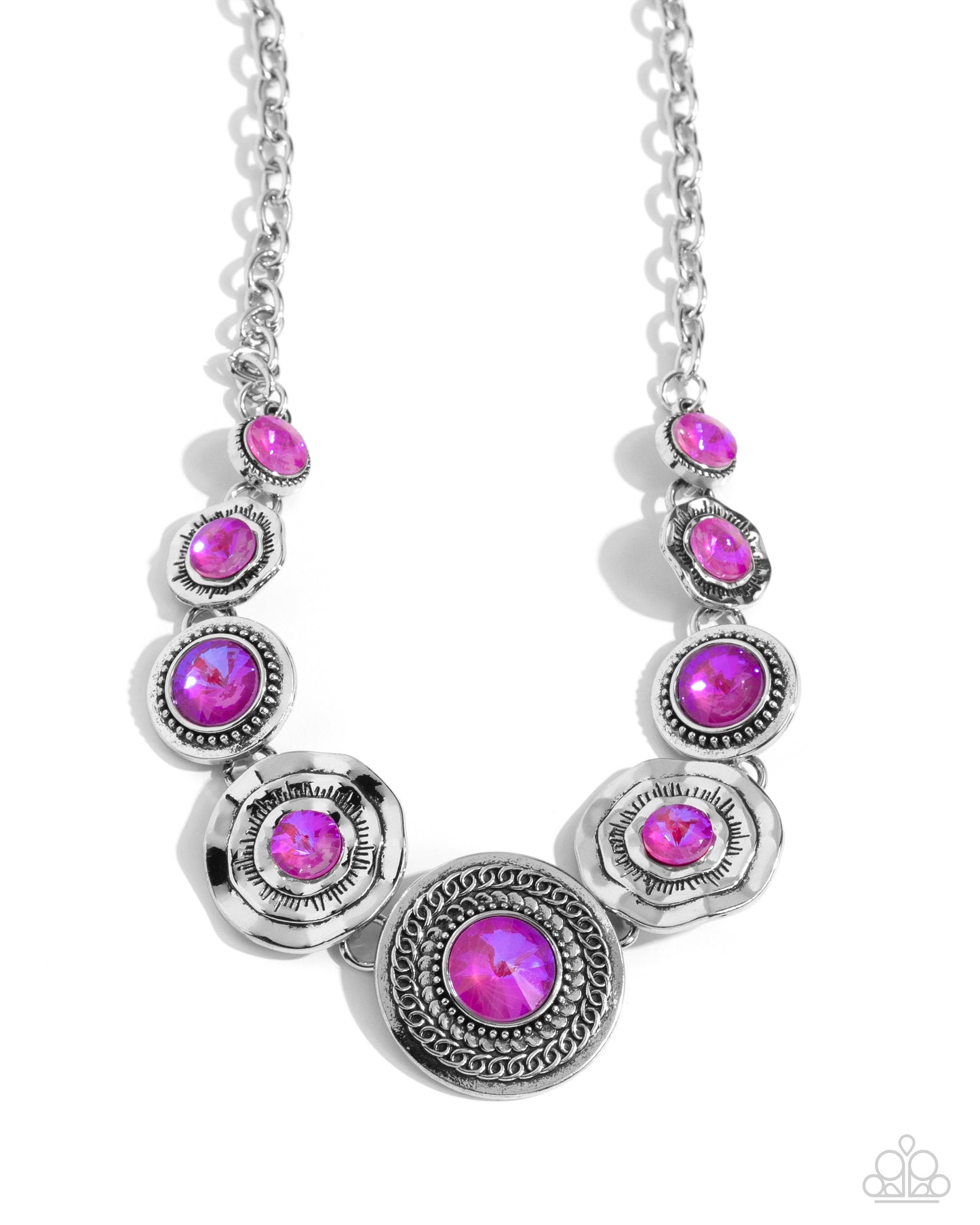 Treasure Chest Couture - Pink UV Shimmer Silver Necklace Paparazzi N2258