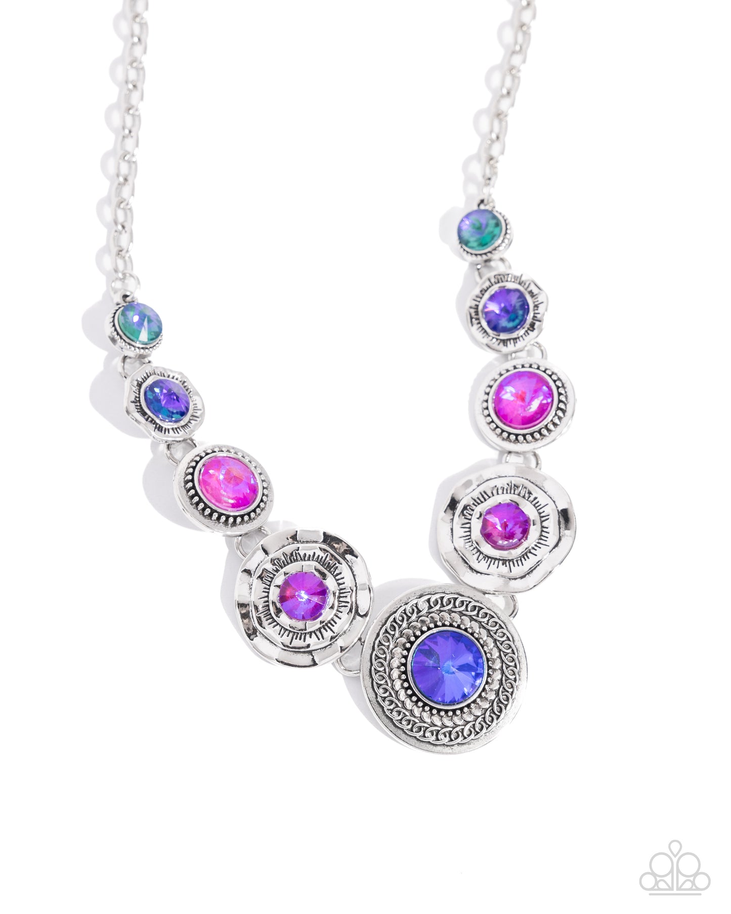 Treasure Chest Couture - Multi UV Shimmer, Blue, Purple, Pink Gem Necklace Paparazzi