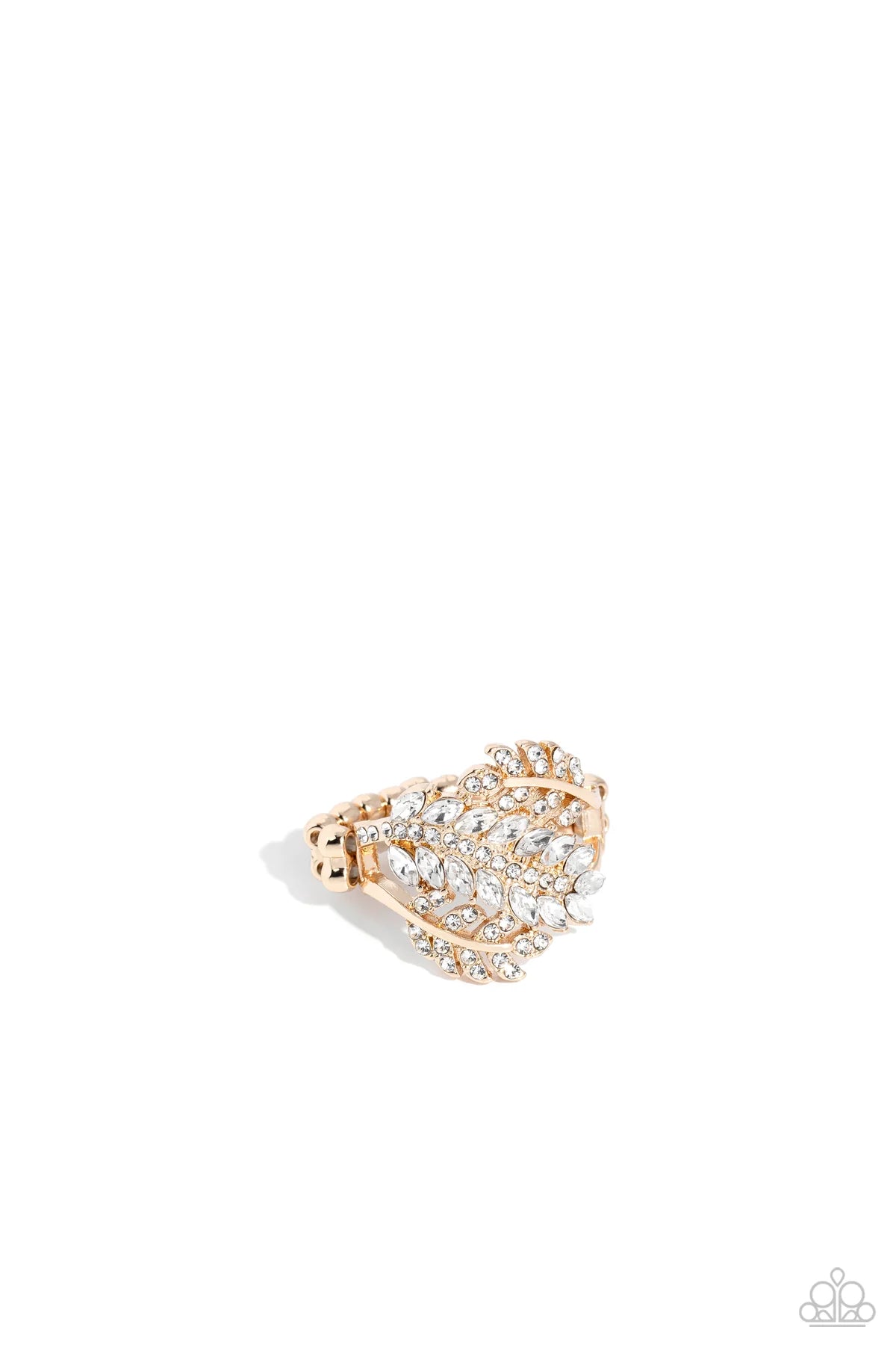 Paparazzi LEAF the Way - Gold White Rhinestone Ring R1230