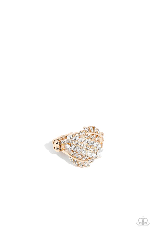 Paparazzi LEAF the Way - Gold White Rhinestone Ring R1230