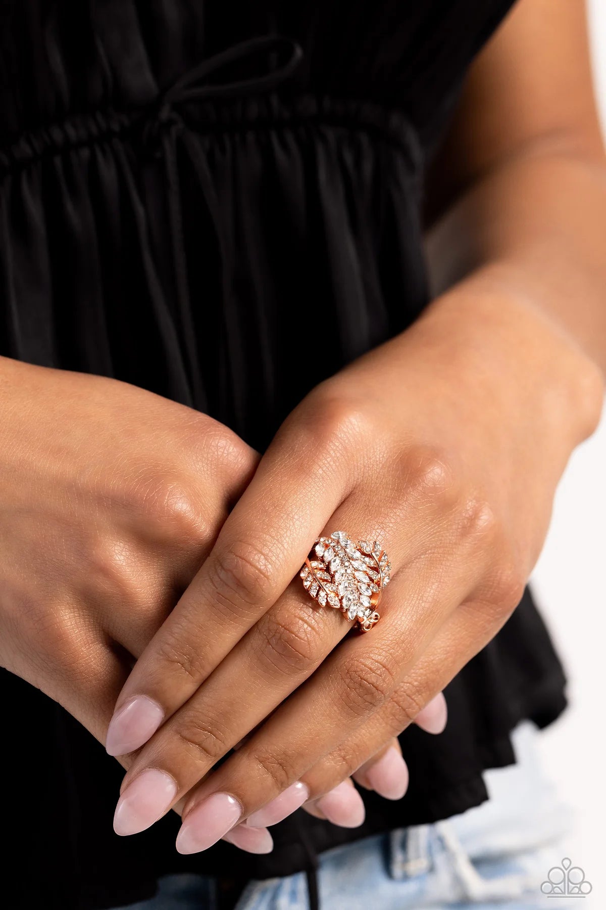 Paparazzi LEAF the Way - Copper Shiny White Rhinestone Ring R1278