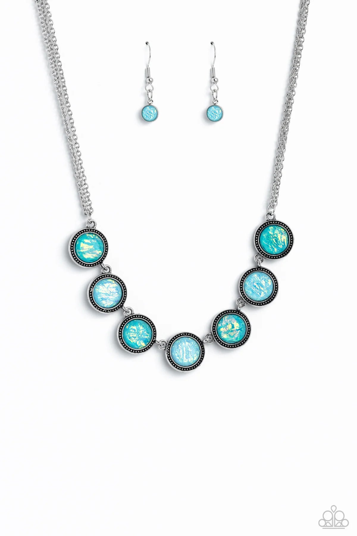 Looking for Double Blue Glassy Refracted Shimmer Gem Necklace Paparazzi N1689