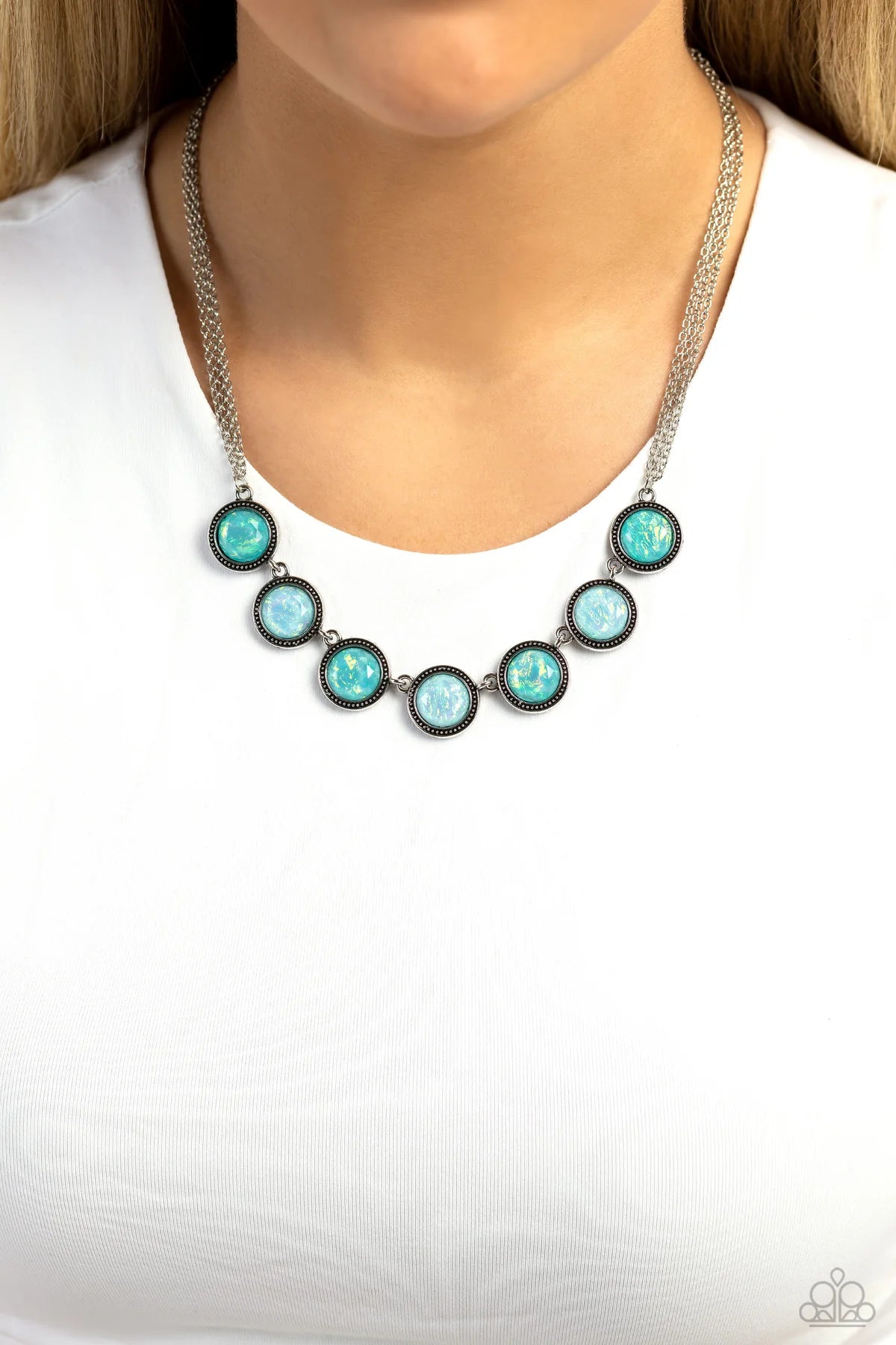 Looking for Double Blue Glassy Refracted Shimmer Gem Necklace Paparazzi N1689