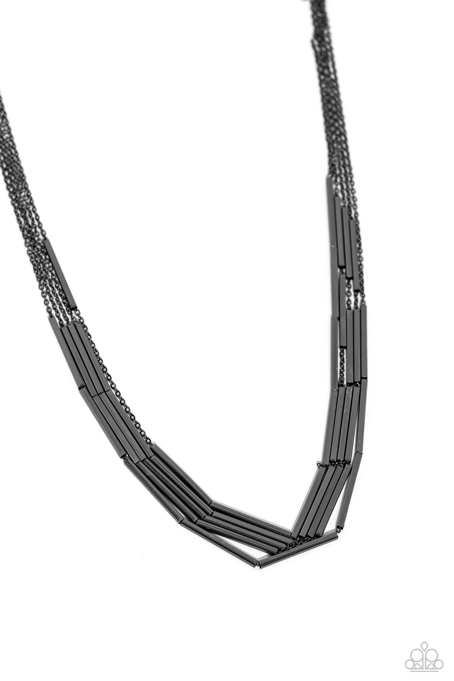 Dynamic Default - Black Gunmetal 5 Strand Necklace Paparazzi N2305