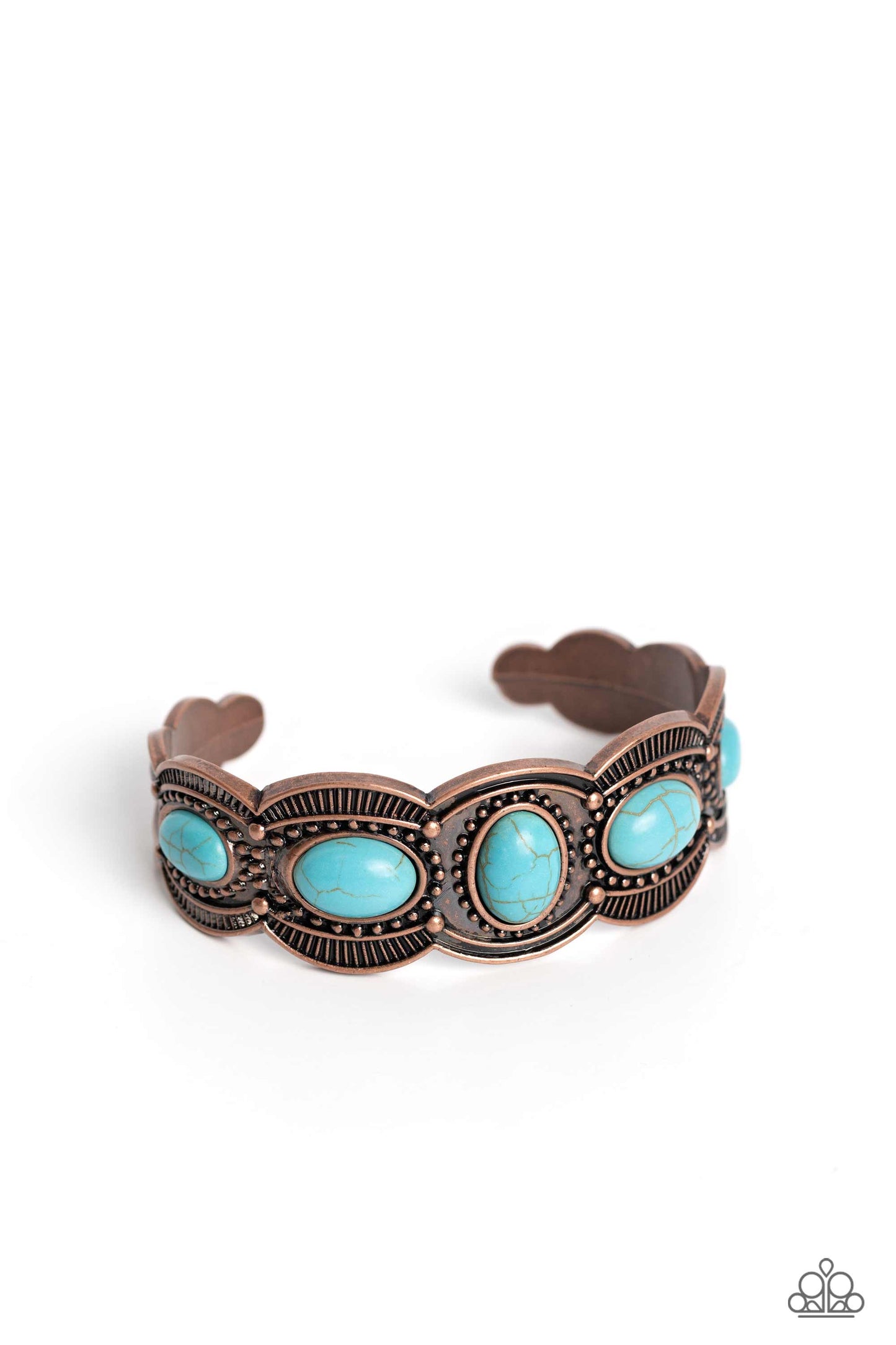 World Traveler - Copper & Blue Turquoise Stone Santa Fe Style Cuff Bracelet Paparazzi B1657