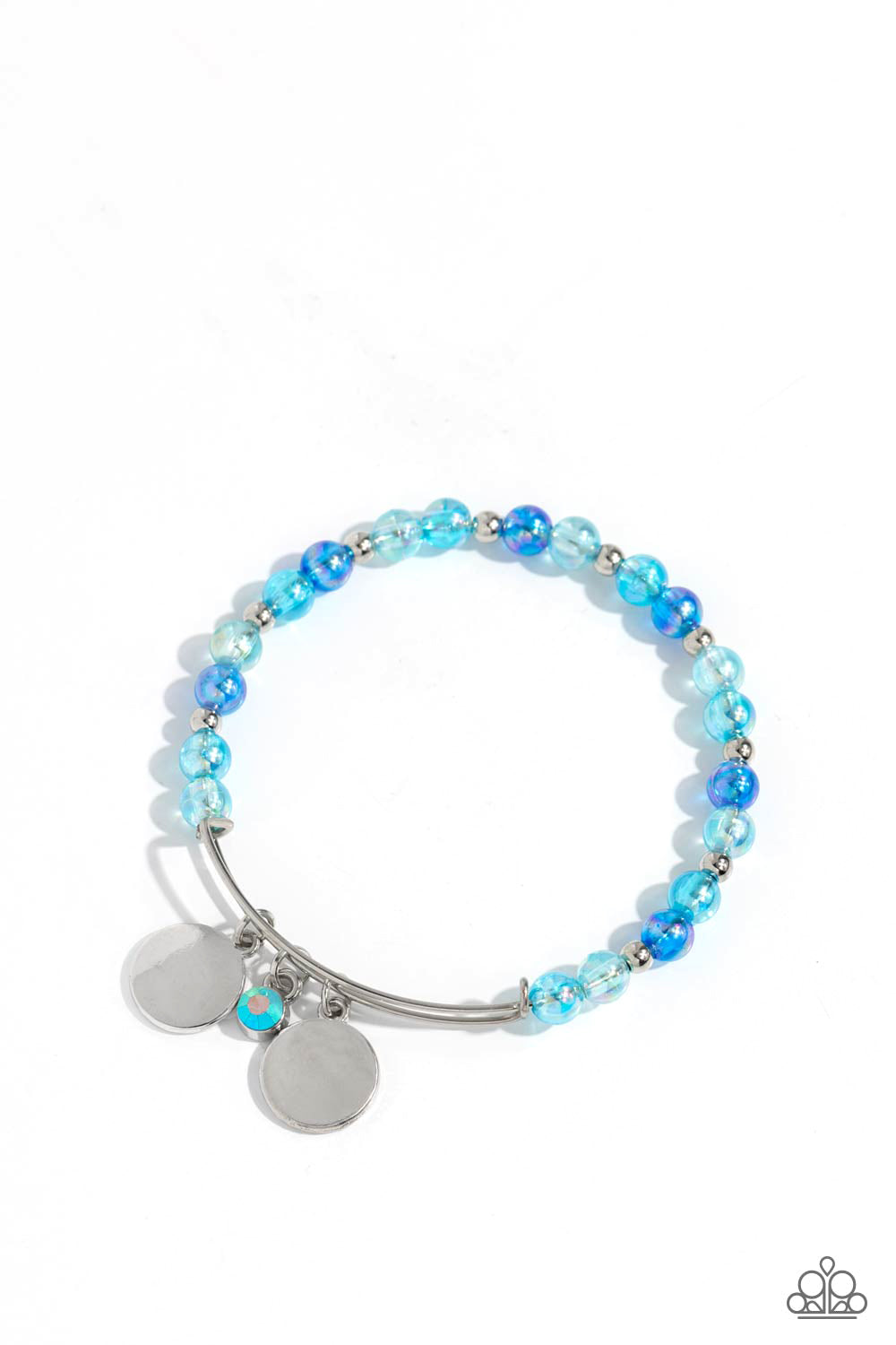 Bodacious Beacon - Blue Dark, Light, Turquoise Iridescent Shimmer Glassy Bead Bracelet Paparazzi B1515