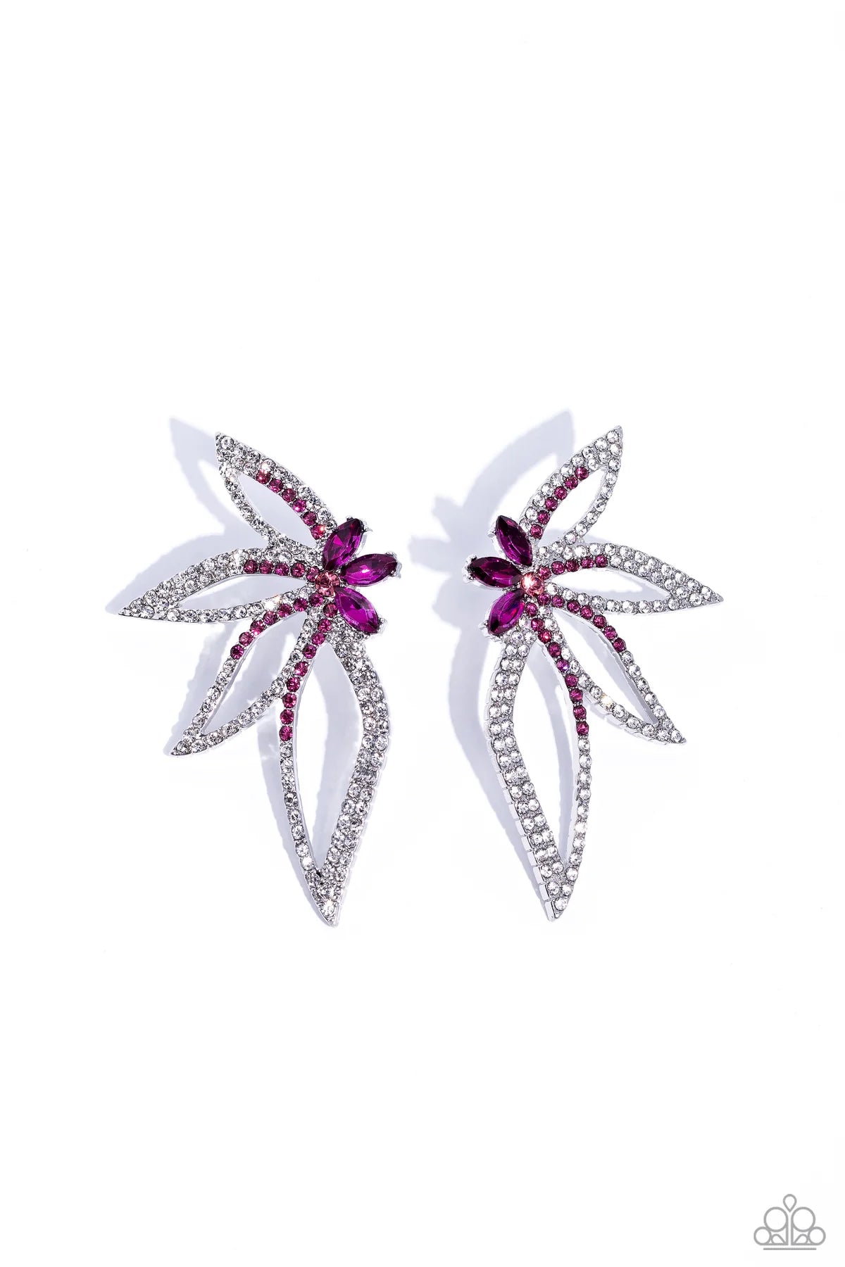 Twinkling Tulip - Pink Fuchsia Rhinestone Earring Life Of The Party January 2024 Paparazzi E1698