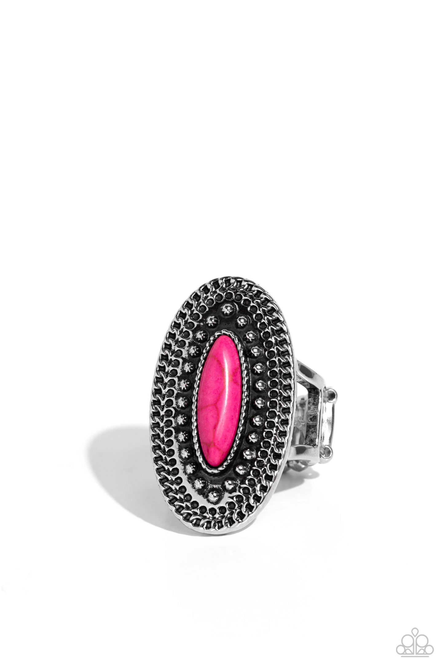 Desert Declaration - Pink - Hot Pink Stone Santa Fe Style Ring Paparazzi R0776