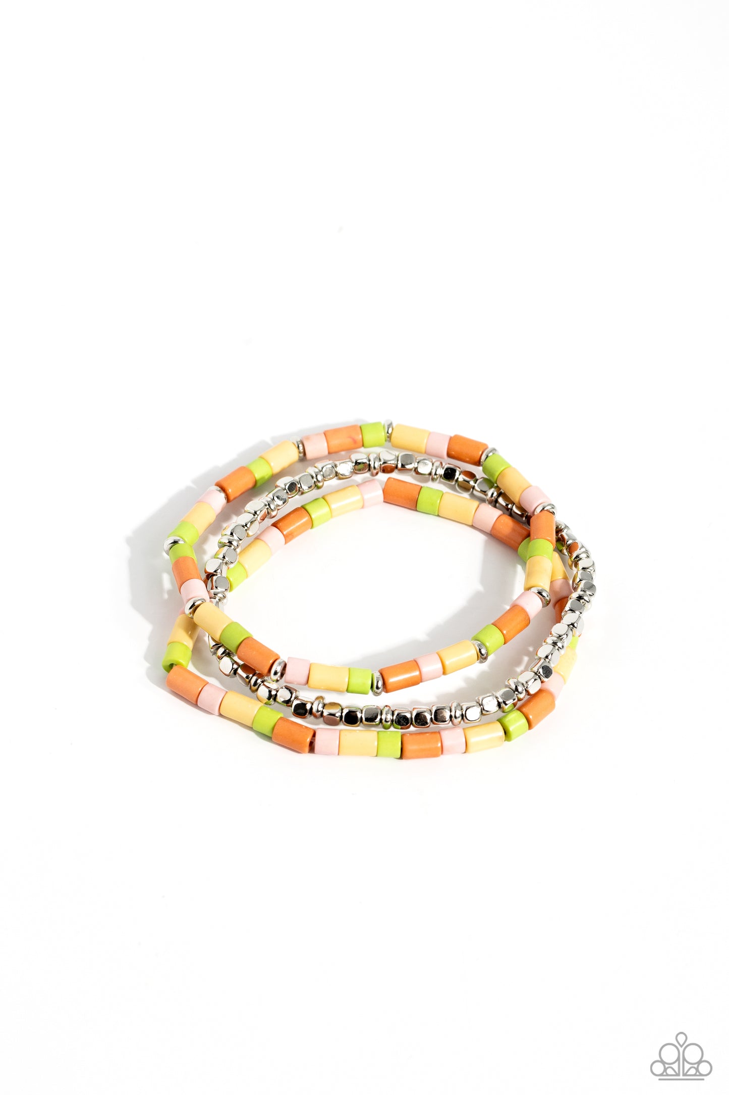 Natural Notion - Multi Kohlrabi, Crystal Rose, Orange & Yellow Stone Bead Stretch Bracelet Set Paparazzi B1834