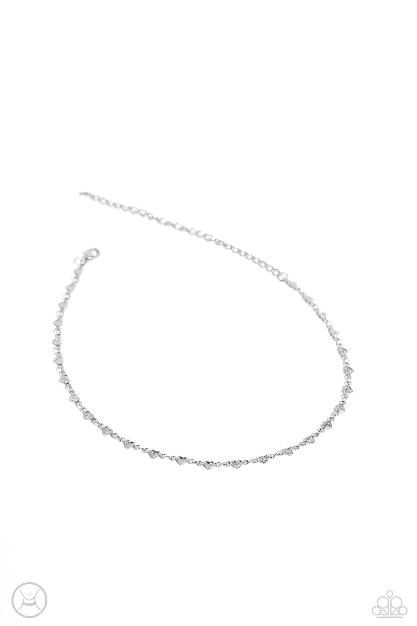 Cupid Catwalk - Silver Dainty Heart Choker Necklace Paparazzi