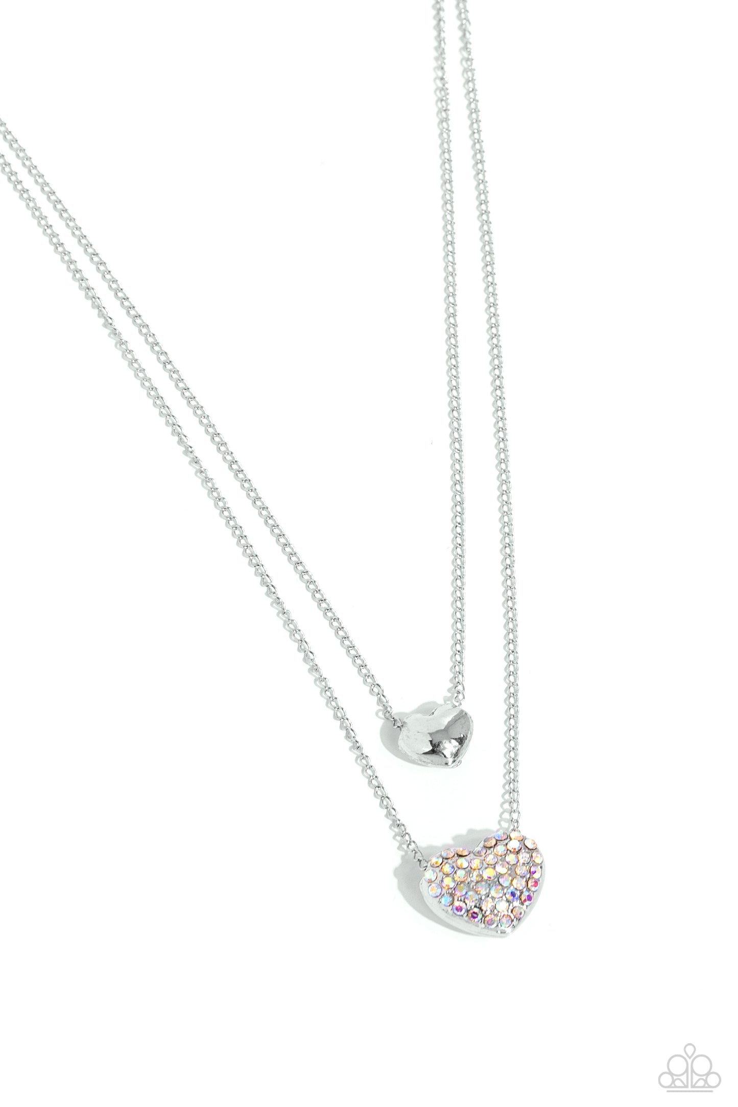 Mismatched Model - Multi Iridescent Rhinestone Heart Layered Necklace Paparazzi N2280