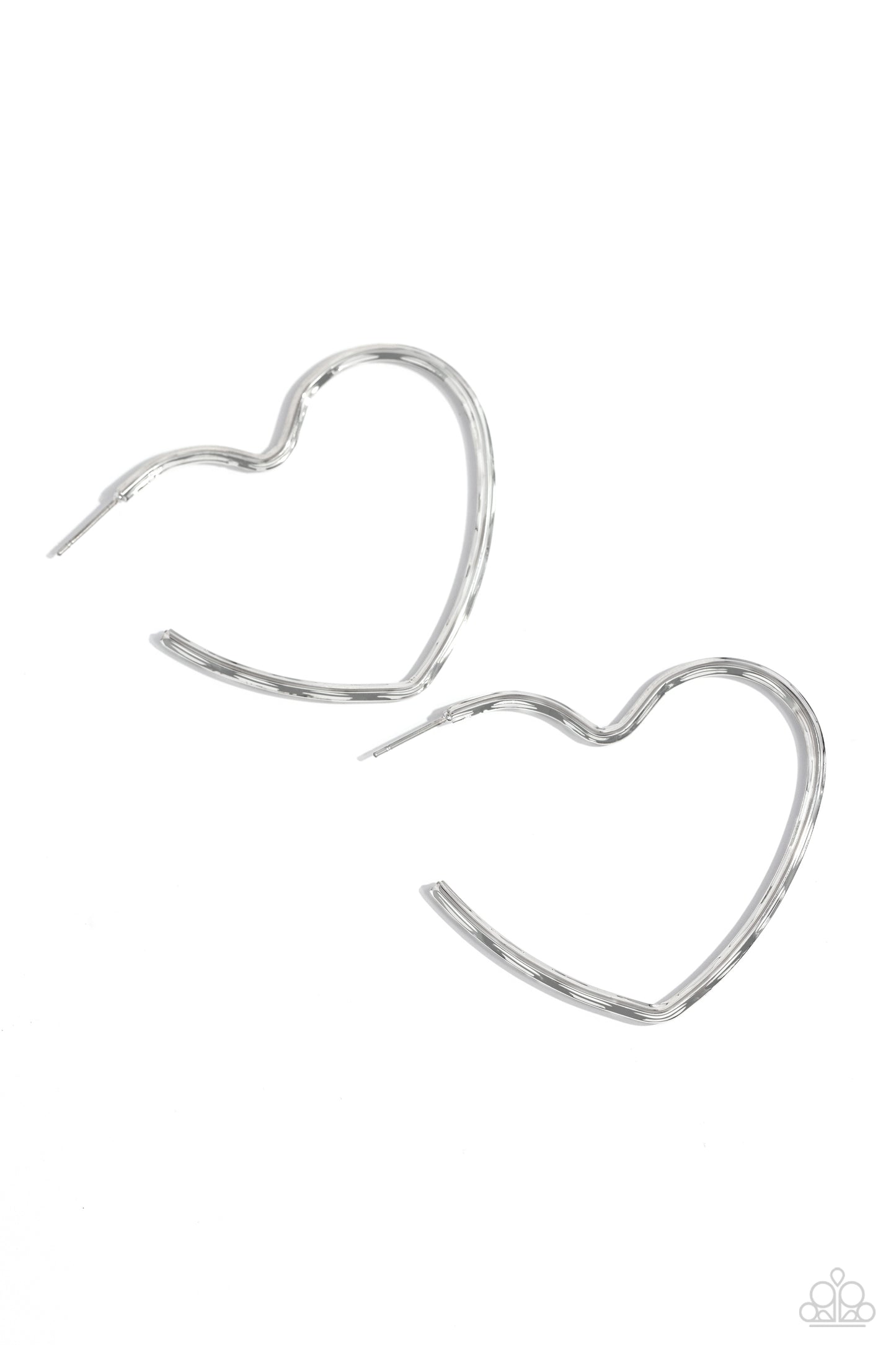 Summer Sweethearts - Silver Heart 2 Inch Hoop Earring Paparazzi E2015