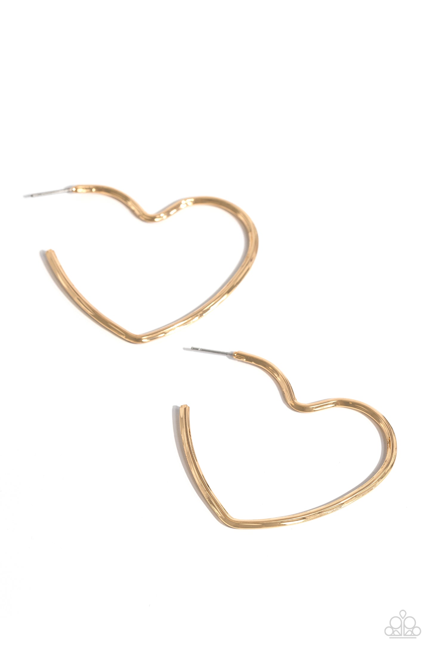 Summer Sweethearts - Gold 2 Inch Heart Hoop Earring Paparazzi E1945