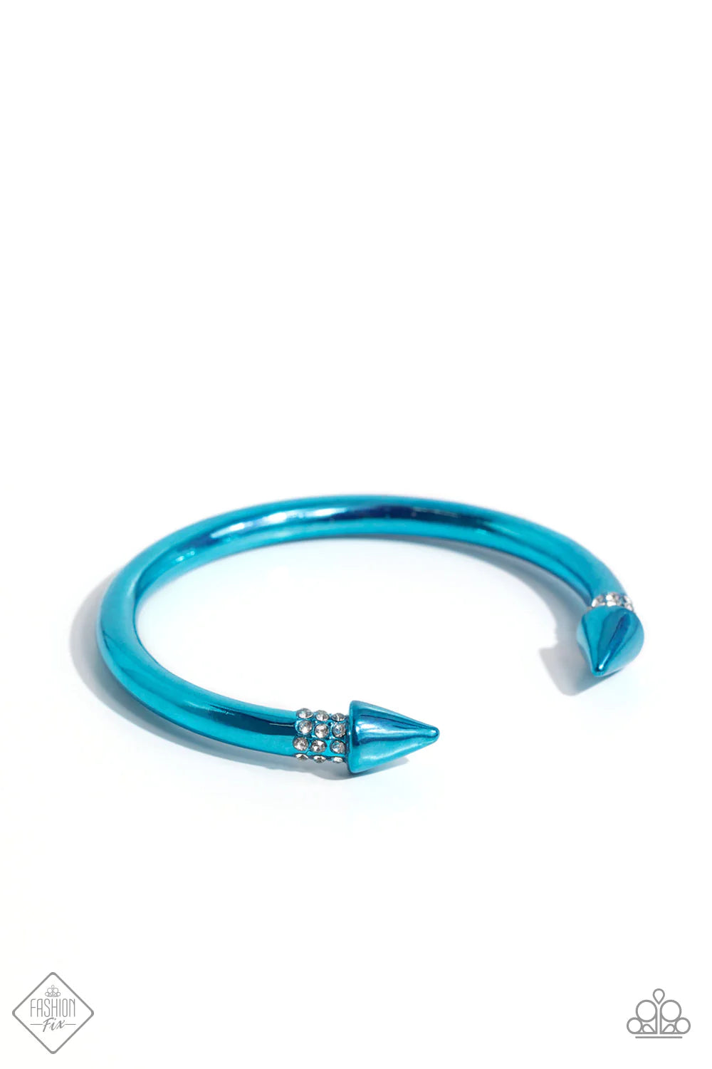 Punky Plot Twist Blue Metal Spike Cuff Bracelet Fashion Fix December 2023 Paparazzi B1418