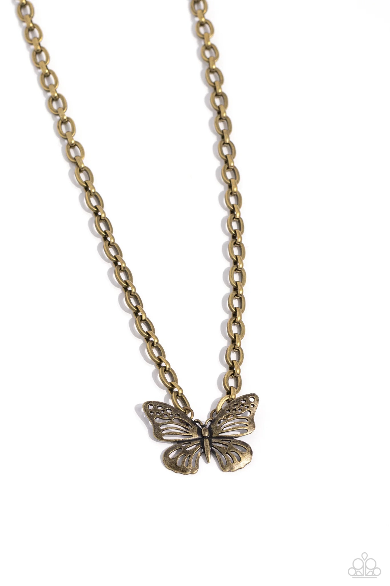 Midair Monochromatic Brass Butterfly Necklace Paparazzi N1907