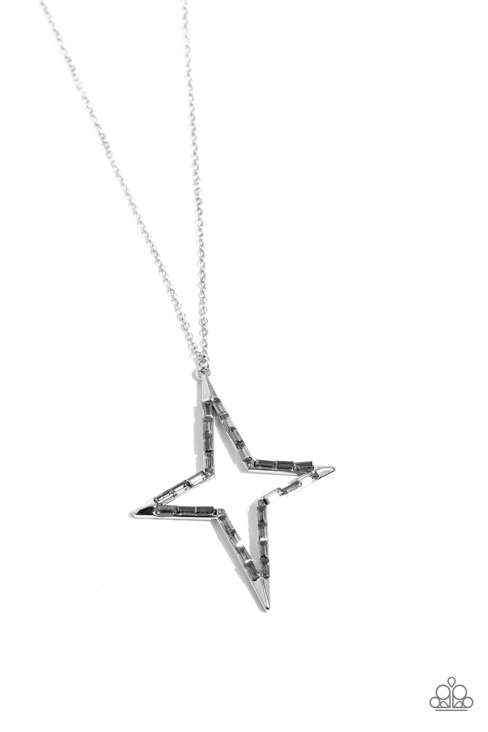 Stellar Showtime - Silver Gem 3-D Star Necklace Paparazzi N2432