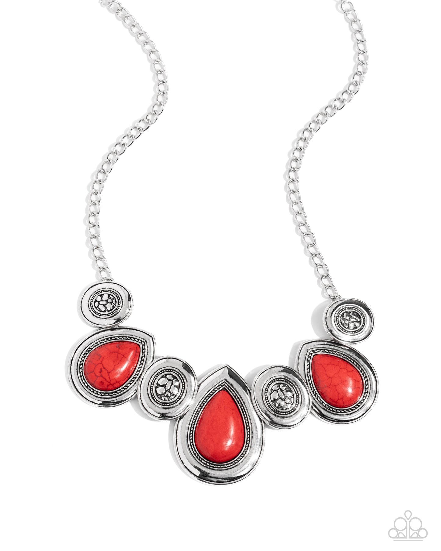 Rustic Remix - Red Stone Teardrop Stone Santa Fe Style Necklace Paparazzi N2303