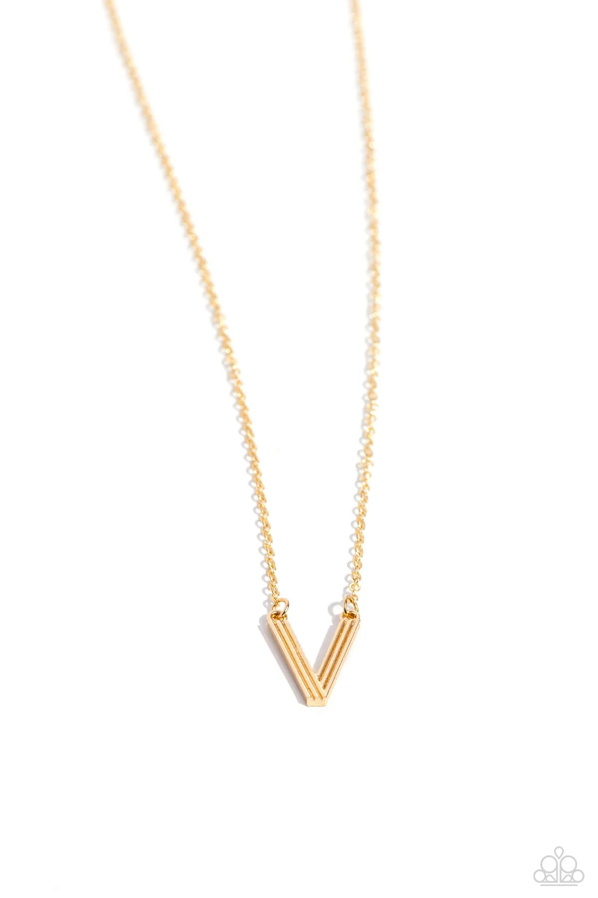 Leave Your Initials Gold V Short Necklace Paparazzi N2589
