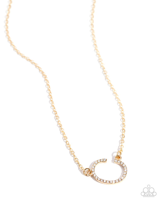 INITIALLY Yours - C - Gold Letter "C" & White Rhinestone Initial Necklace Paparazzi