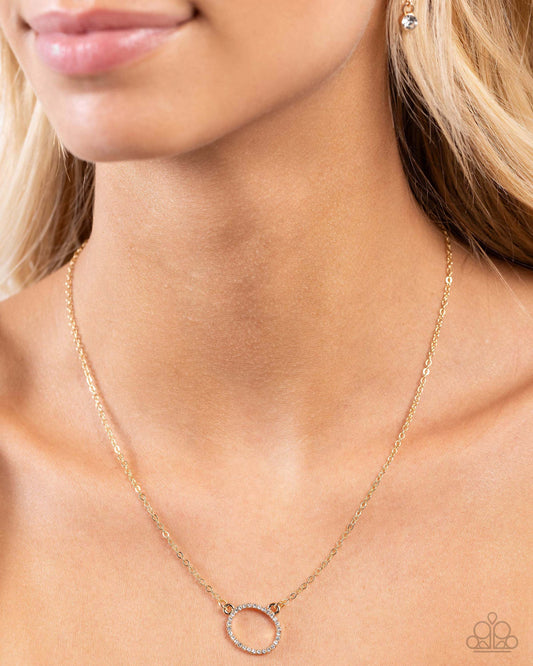 INITIALLY Yours - O - Gold Letter "O" & White Rhinestone Initial Necklace Paparazzi