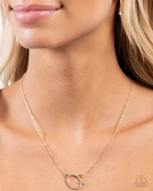 INITIALLY Yours - Q - Gold Letter "Q" & White Rhinestone Initial Necklace Paparazzi