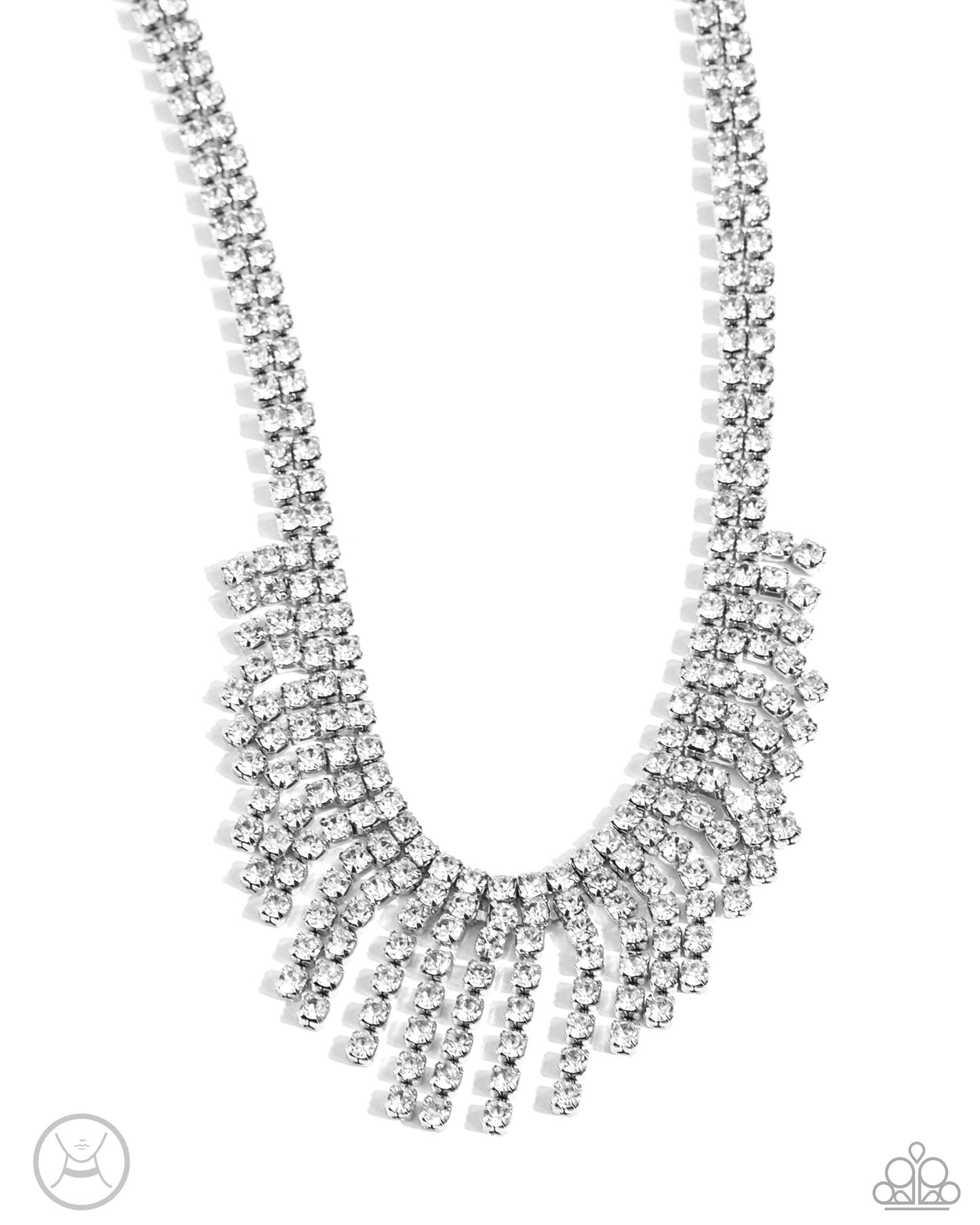 Daring Decadence - White Rhinestone Choker Necklace April 2024 Life Of The Party Paparazzi N2534