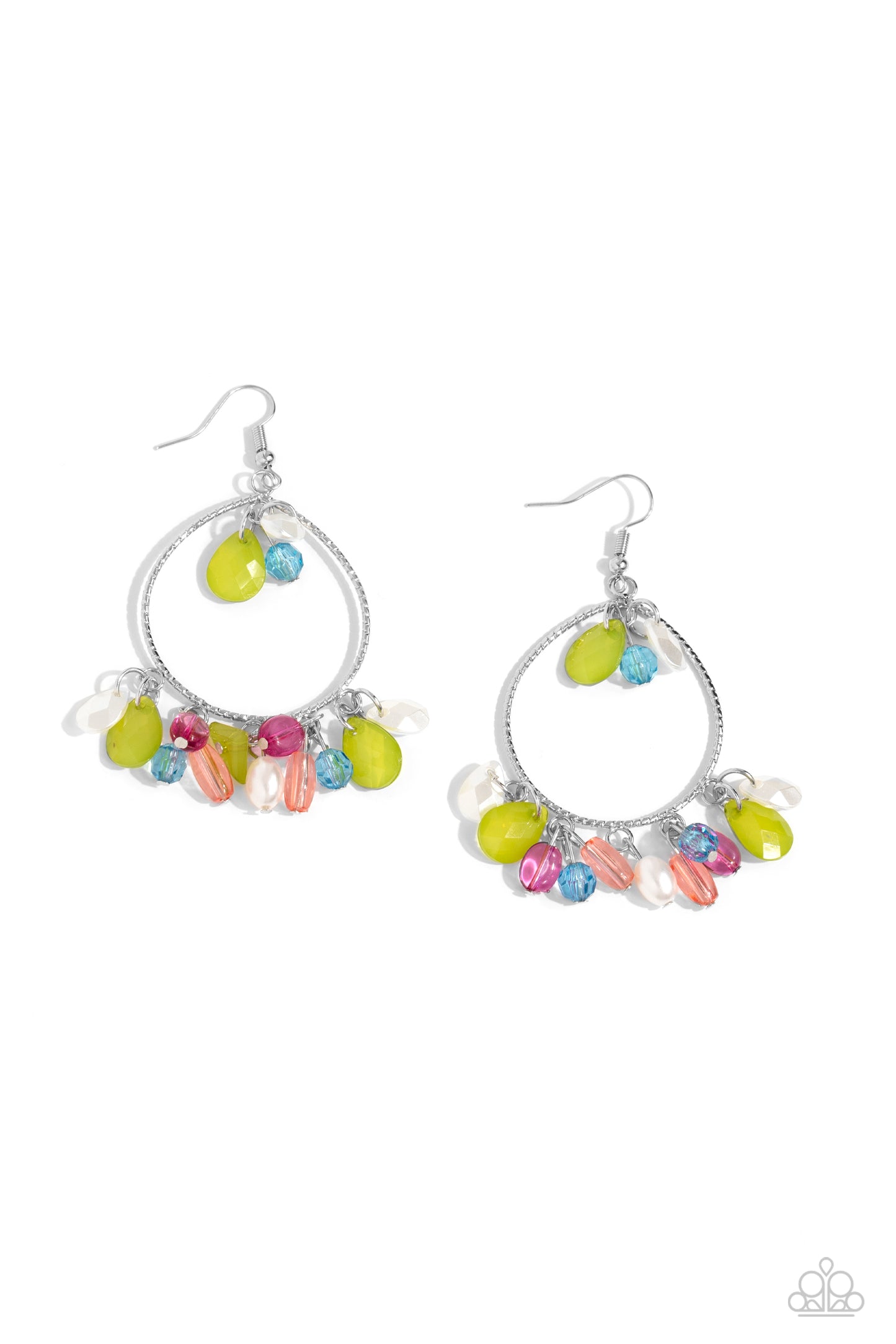 Elite Expression - Multi Leek Green, Rose Violet, Turquoise & Pink Teardrop Bead Earring Paparazzi E1916