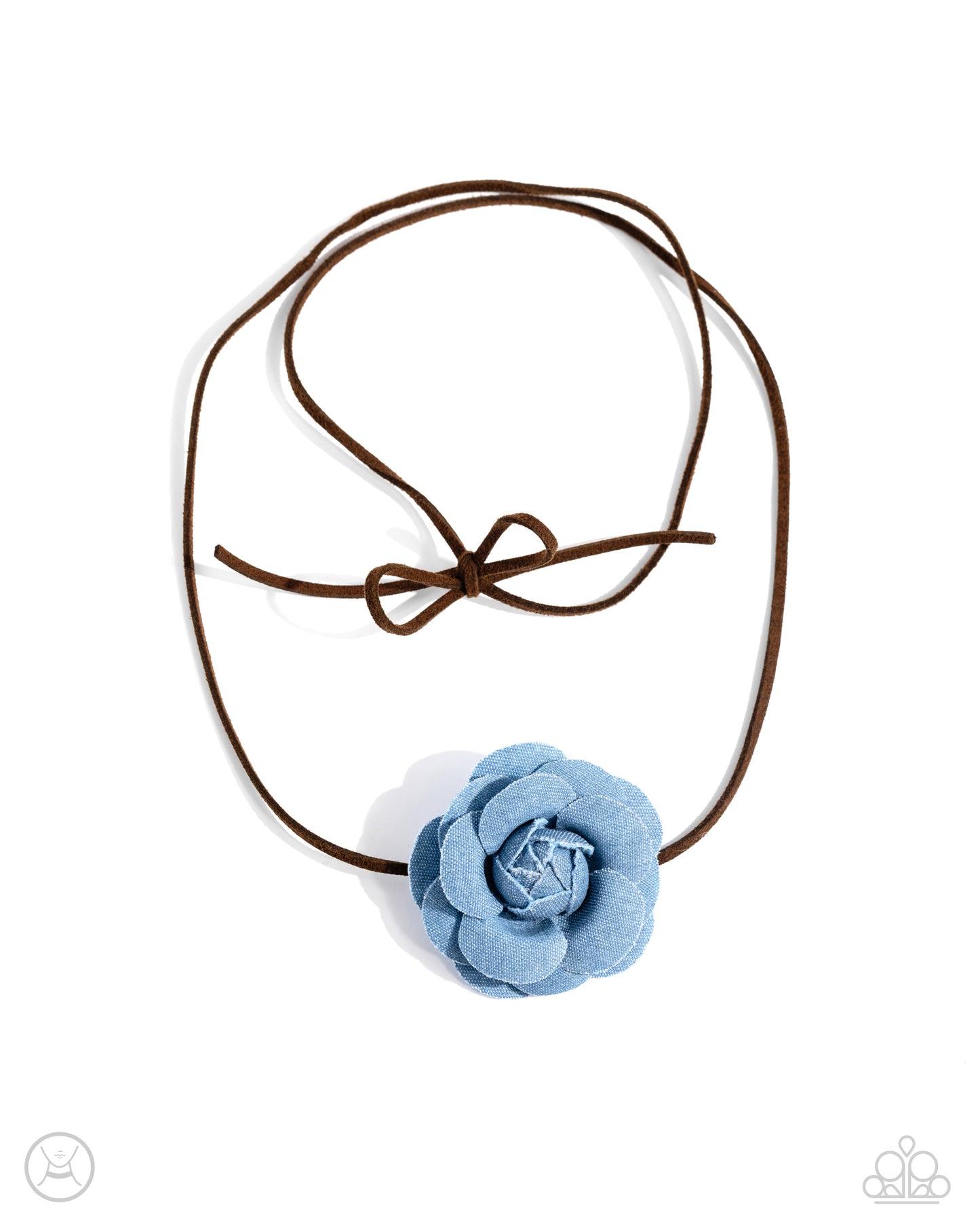 Floral Folktale - Brown & Denim Rose Choker Santa Fe Style Necklace Paparazzi N2213