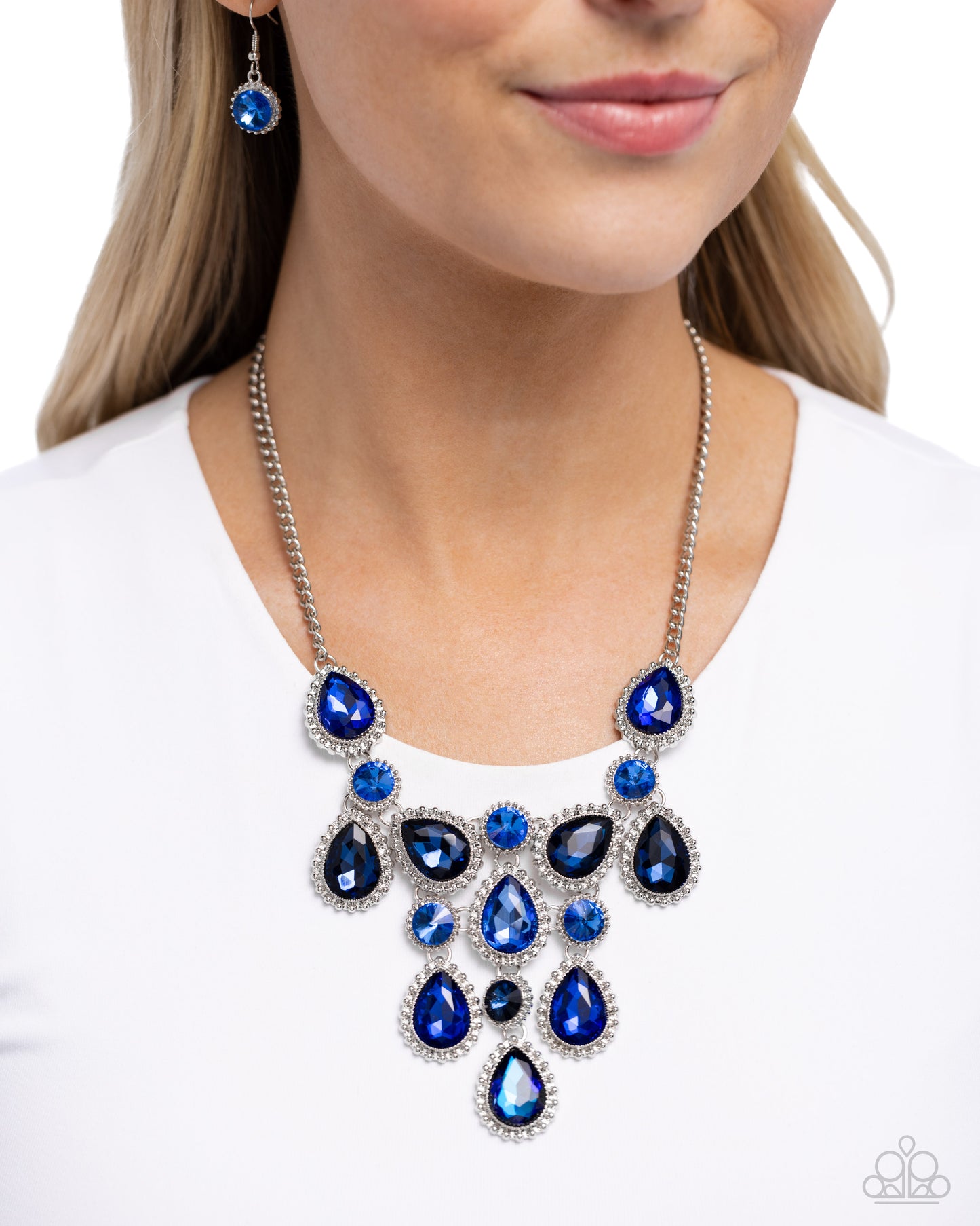 Dripping in Dazzle - Blue Teardrop, Marquise Gem Necklace Paparazzi