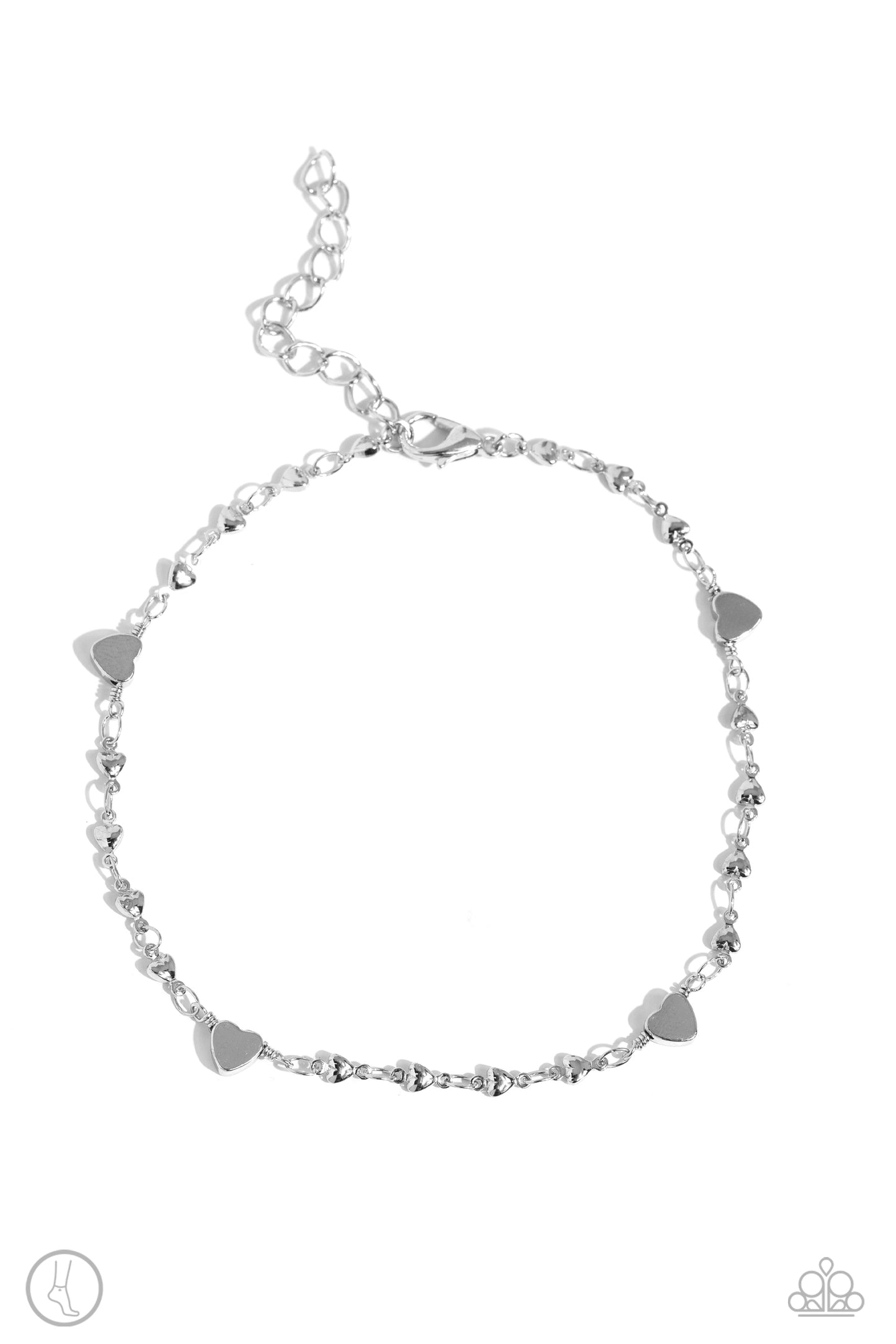 Highlighting My Heart - Silver Heart & Chain Anklet Paparazzi B1531