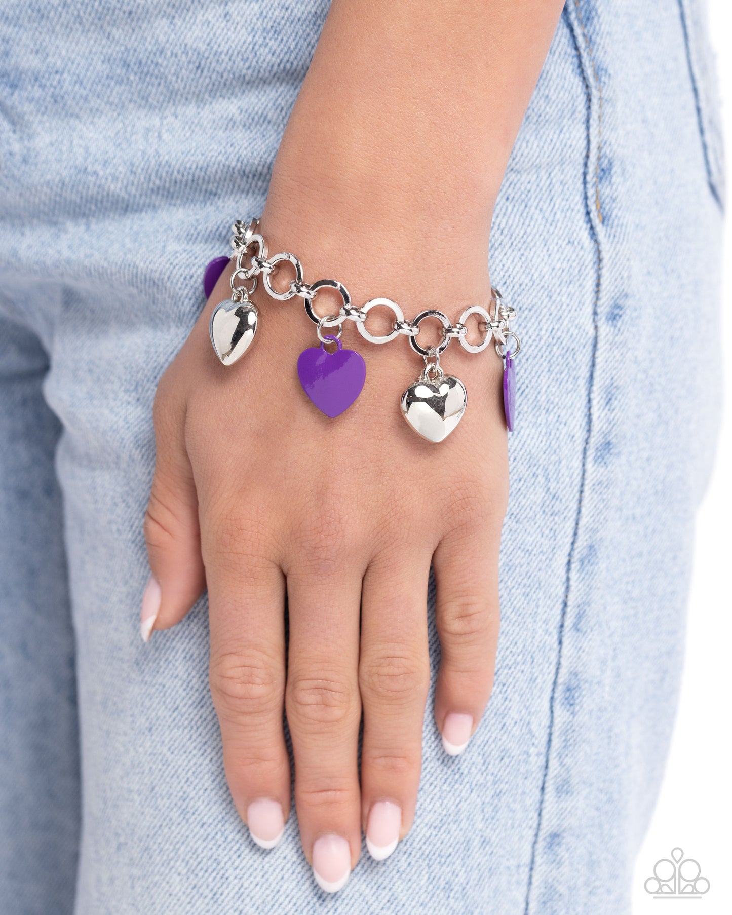 Whole Lotta Love - Purple Electric & Silver Heart Bracelet Paparazzi B1646