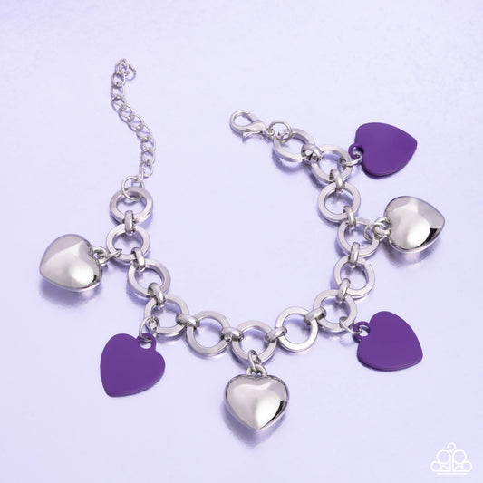 Whole Lotta Love - Purple Electric & Silver Heart Bracelet Paparazzi B1646