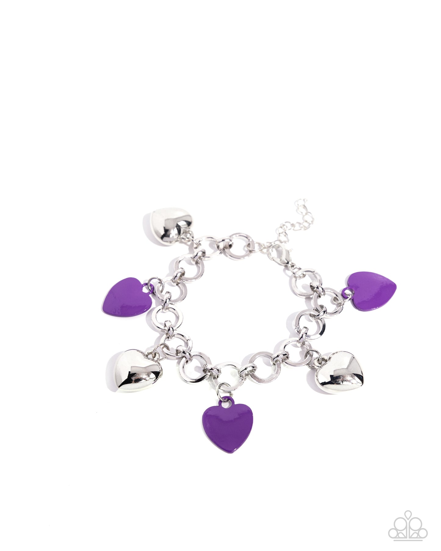 Whole Lotta Love - Purple Electric & Silver Heart Bracelet Paparazzi B1646