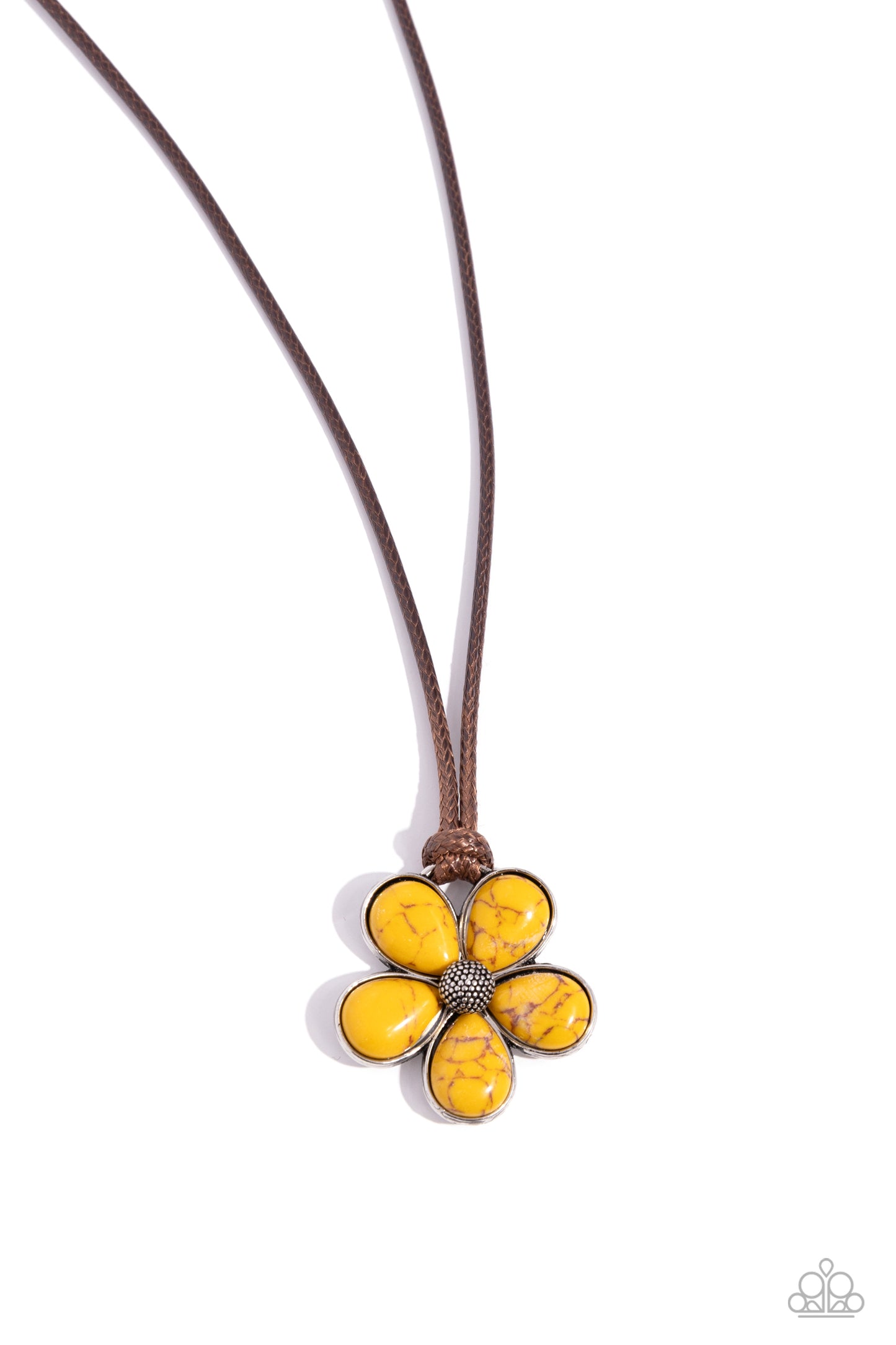 Budding Badlands - Yellow Oversized Stone Petal Santa Fe Style Flower Necklace Paparazzi N2559