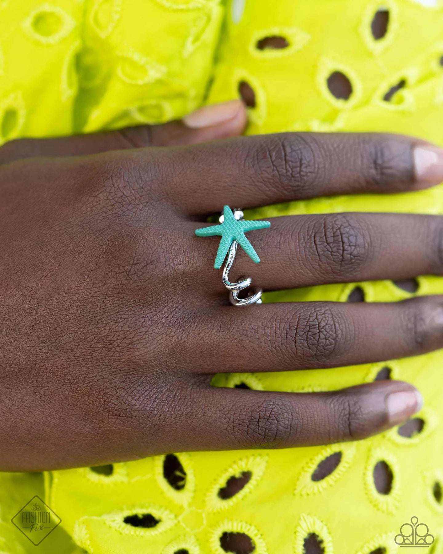 Wish Upon A STARFISH Blue Starfish Ring Sunset Sightings April 2024 Fashion Fix Paparazzi R0717