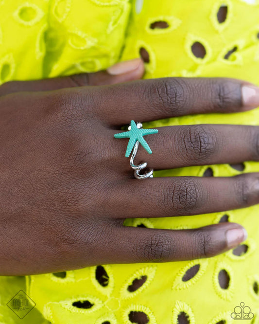 Wish Upon A STARFISH Blue Starfish Ring Sunset Sightings April 2024 Fashion Fix Paparazzi R0717