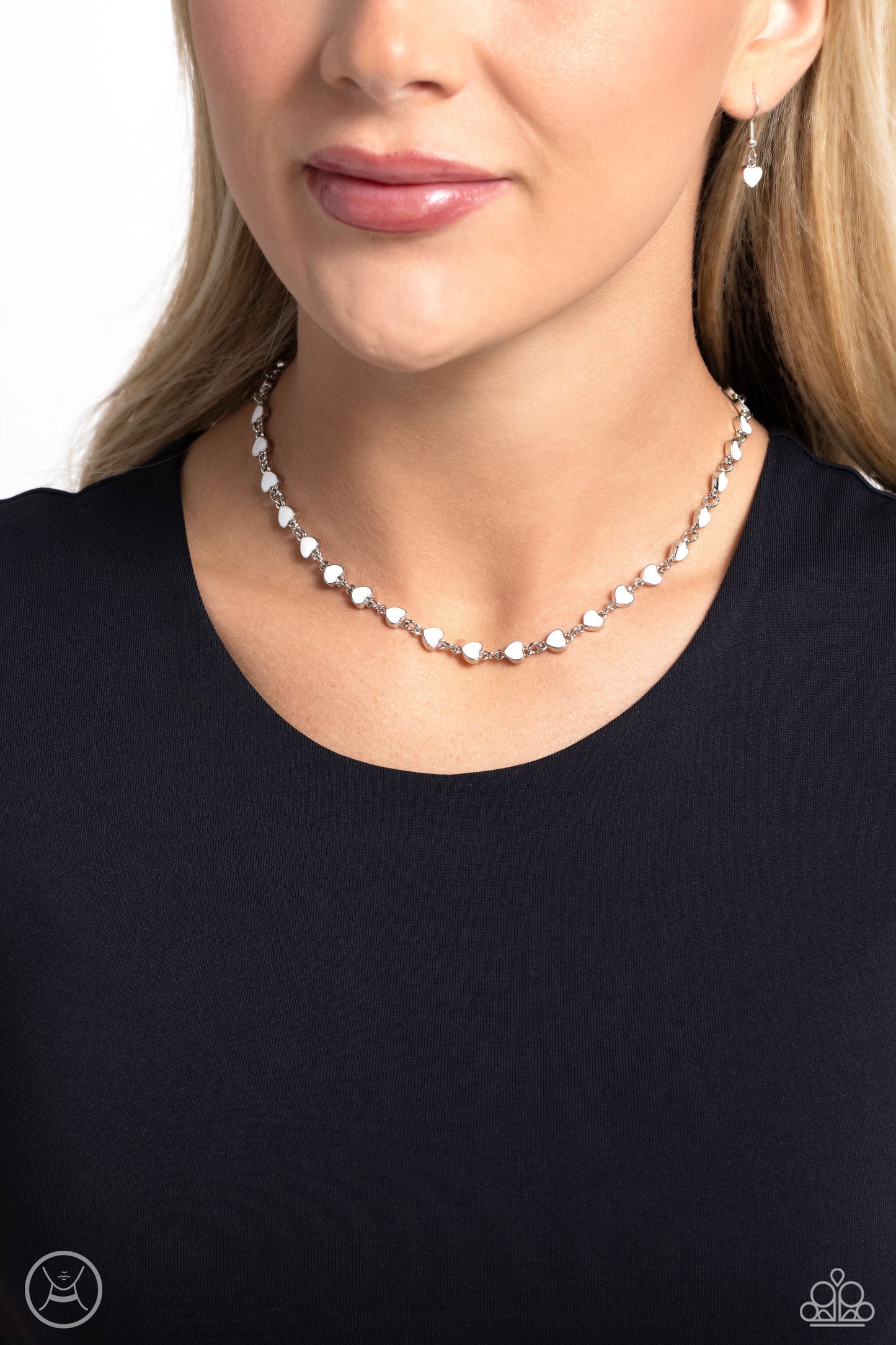 Dancing Dalliance - White Heart Choker Necklace Paparazzi N2263