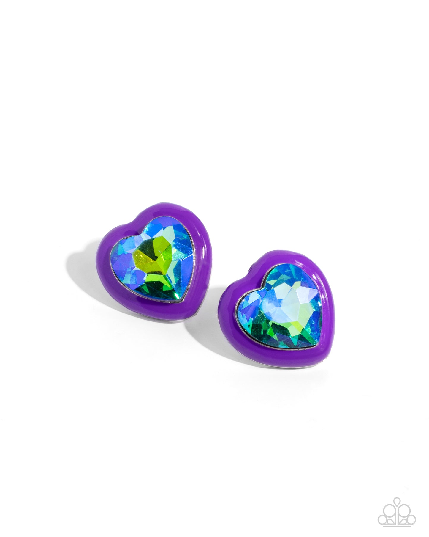 Heartfelt Haute - Purple Painted UV Shimmery Gem Heart Post Earring Paparazzi E1911