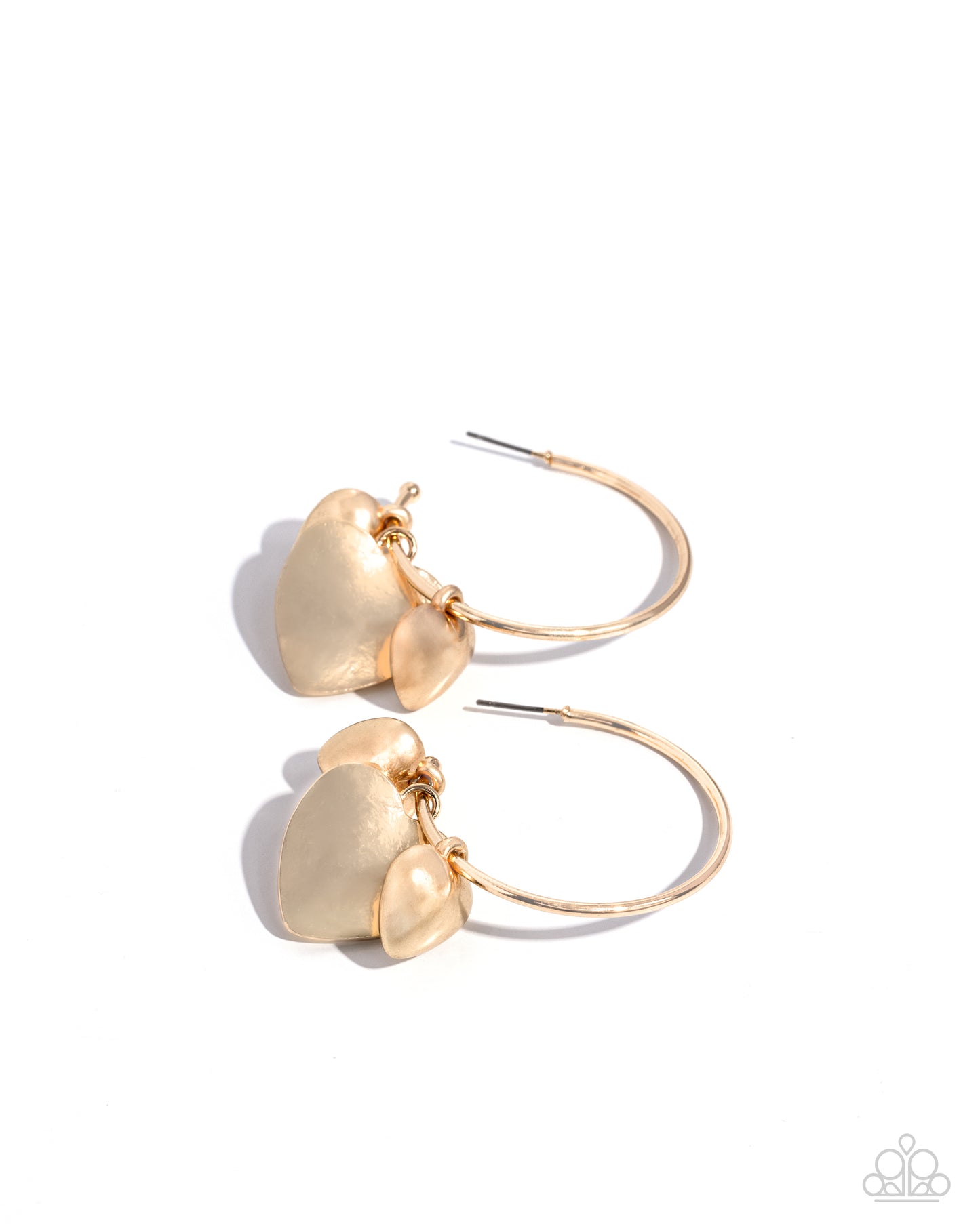 Casually Crushing - Gold Hearts 1 1/2 Inch Hoop Earring Paparazzi E2208